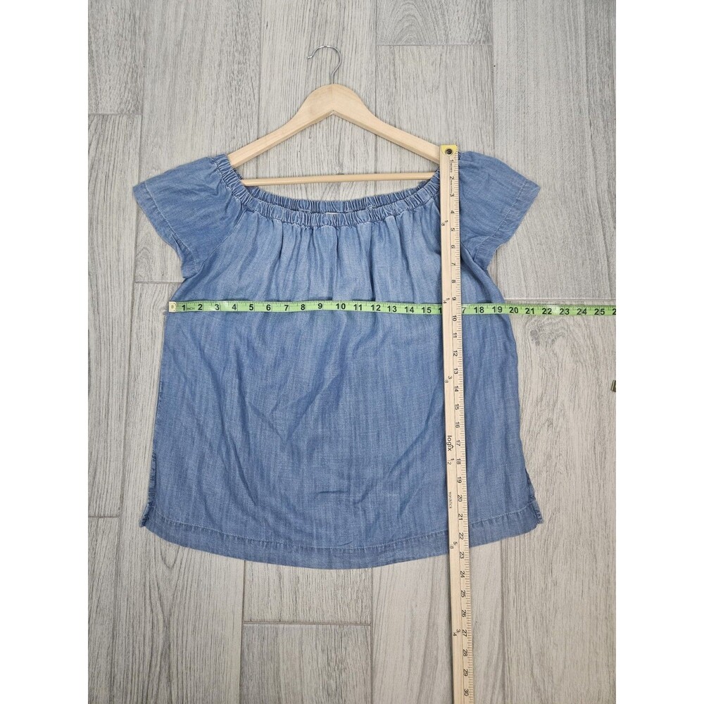 Anthropologie Cloth & Stone Chambray Top Shirt‎ Short Sleeve Womens Small S 159 - Picture 3 of 5